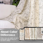 Extra Long Grey Vintage Floral Linen Curtains Farmhouse 2 Panels | Elisa Series - Image 5