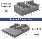 MAXYOYO Loveseat Sofa Bed, Striped Faux Fur Foldable Floor Sofa Couch in A Box - Image 3