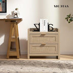 SICOTAS Rattan Nightstand Bedside Table - Image 9