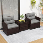 Tangkula 3 Pieces Patio Furniture Set, PE Rattan Wicker 3 Pcs Outdoor Sofa Set - Image 2