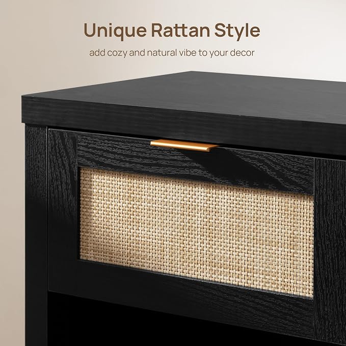 SICOTAS Rattan Nightstand, Farmhouse Night Stands - Image 4