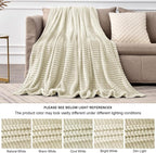 BEDELITE 3D Ribbed Jacquard Beige Fleece Twin Blanket - Image 9