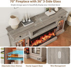 QUW 70" Farmhouse Fireplace TV Stand - Image 7