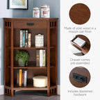 Leick Home 82263 Mission Mantel Height Corner Bookcase - Image 5