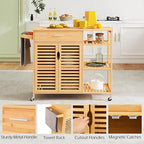 Giantex Bamboo Kitchen Island Cart, Mobile Serving Cart - Image 5