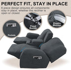 Recliner Loveseat Covers with Console, 6-Piece Stretch Geometric Strokes - Image 4