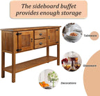 46" Solid Wood Buffet Sideboard, Farmhouse Console Table - Image 6