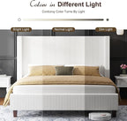 HOWE King Size Bed Frame with 50.8" Tall Wingback Headboard, Modern Corduroy - Image 7