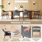 DUMOS Dining Chairs Set of 2, Linen Fabric Upholstered Kitchen Side Chairs - Image 3