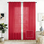 SpaceDresser Check Sheer Curtains 63 Inches Long by SpaceDresser