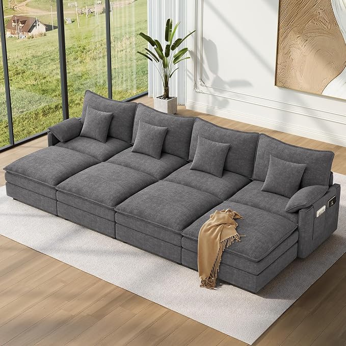 Vesgantti 142" Oversized Sectional Sofa Bed, 8-Seater Modular Sleeper Cloud by Vesgantti