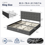 Allewie Upholstered King Size Platform Bed Frame - Image 2