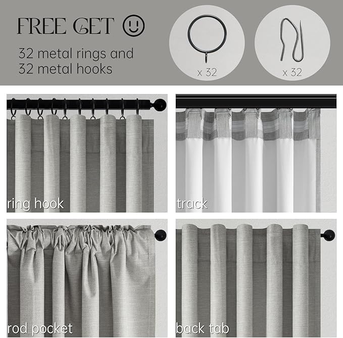 Topfinel 102 Inches Long Linen Blackout Curtains - Image 6