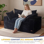 MAXYOYO 59" Bean Bag Sofa Couch, Loveseat Boneless Couch in a Box, Upholstered - Image 3