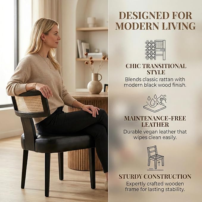 VESCASA Faux Leather Upholstered Dining Chairs - Image 4