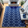 8x10 Area Rugs for Living Room, Fluffy Navy and White Rug for Boys Bedroom | by ONASAR