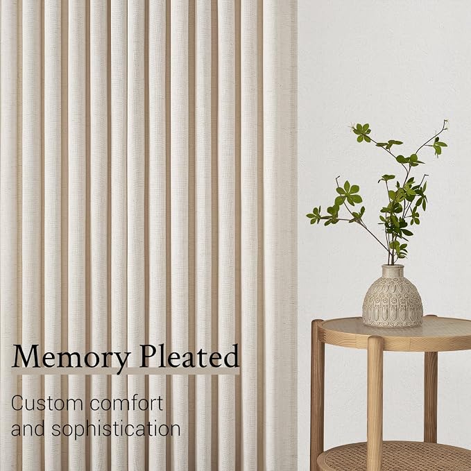 Topfinel 102 Inch Curtains 2 Panels Set, Two Packs Pinch Pleat Back Tab Linen - Image 7