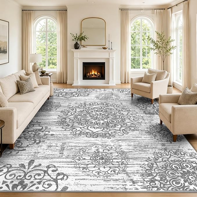 HEBE Area Rug for Living Room 9'x12', Washable Non Slip Boho Bedroom Rug | by HEBE