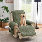 Large Green Recliner Chair Covers, Quilted Décor Water-Repellent Lazy Boy Chair by Pamhaven