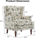 Pia Ricco Set of 2 Floral Accent Chairs, High Back Upholstered Armchairs - Image 2