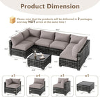 LOUVIXA 7 Piece Outdoor Patio Furniture Set, Outdoor Sectional Sofa, Wicker - Image 2