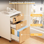 3 Drawers Fluted Mobile File Cabinet - Image 4