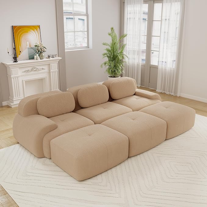 Boneless Sectional Couch, No Assembly Required, 117.3” Modular Cloud Sofa by ModonChicSofasCouches