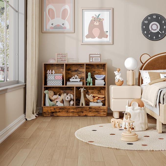 HOOBRO Kids Bookshelf, Bookcase Footboard, Toy Storage Cubby, 35.4" L - Image 7
