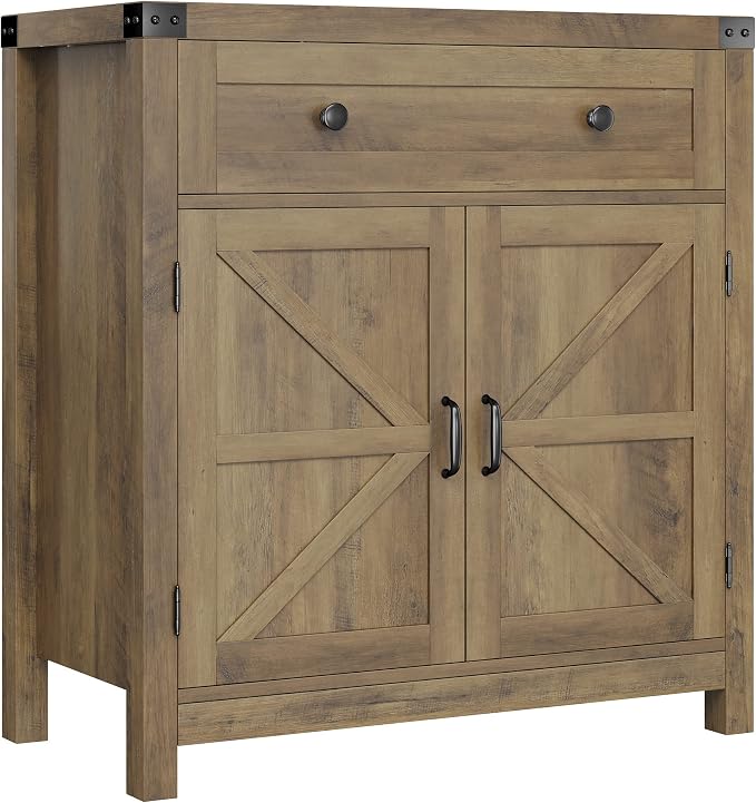 HOSTACK Coffee Bar Cabinet, Kitchen Storage Cabinet, Modern Farmhouse Buffet - Image 8