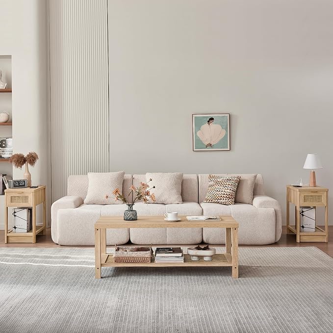 Lerliuo Boho Coffee Tables for Living Room, Rattan Center Table - Image 8
