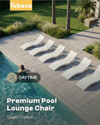 Folding HDPE Pool Lounge Chairs Set of 6, Pre-Assembled Outdoor Chaise Lounge - Image 9