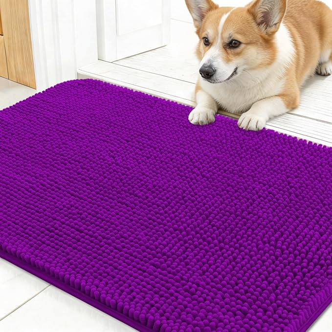 OLANLY Dog Door Mat for Muddy Paws 24x16, Super Absorbent Chenille Mud Mat | by OLANLY