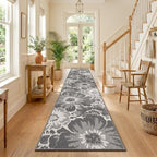 Findosom Hallway Runner Rug 2x10, Non Slip High-Low Textured Floral Washable - Image 3