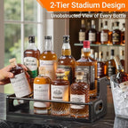 YQBRAO 2-Tier Liquor Bottle Display Shelf, Coffee Syrup Rack Organizer - Image 2