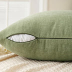 MIULEE Sage Green Chenille Couch Lumbar Throw Pillow Covers, 12x20 | Set of 2 - Image 5