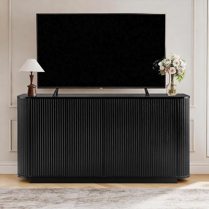 LKTART 64" Buffet Cabinet with Storage, Modern Fluted Accent Sideboard Media - Image 3