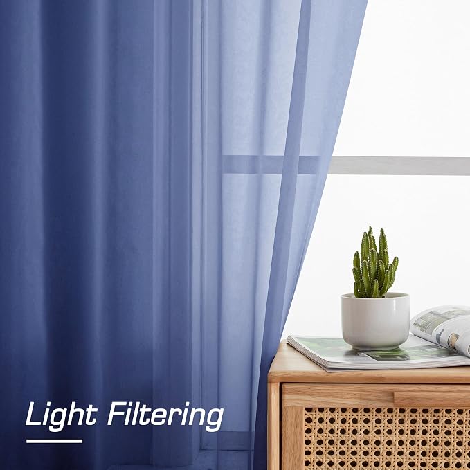 Sheer Curtains 84 Inches Long 2 Panels Set - Image 4