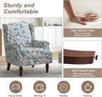 Pia Ricco Set of 2 Floral Accent Chairs, High Back Upholstered Armchairs - Image 4
