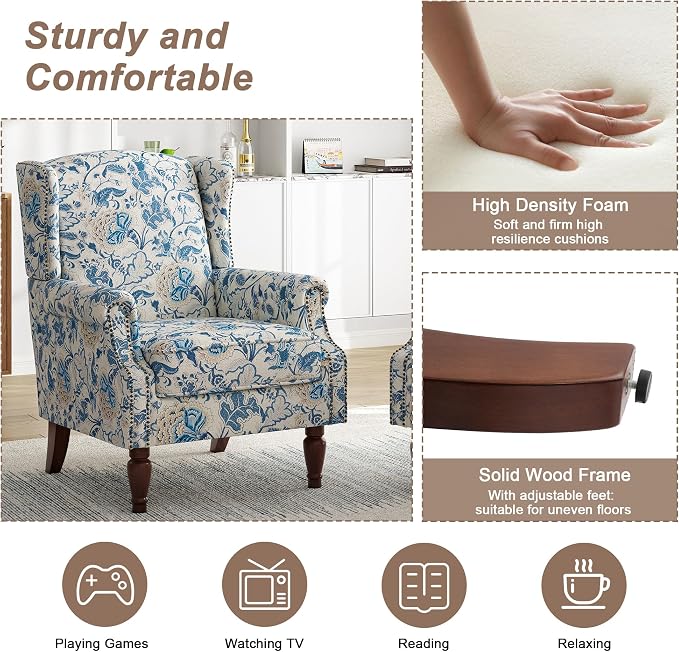 Pia Ricco High Back Floral Accent Chair - Image 4
