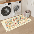 DUKINO 2x4 Entryway Rug, Floral Washable Kitchen Rugs Non Slip Beige Yellow | - Image 8