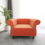 ORRD 2 Piece Living Room Set, Velvet Chesterfield Sofa Loveseat Couch Chair - Image 3