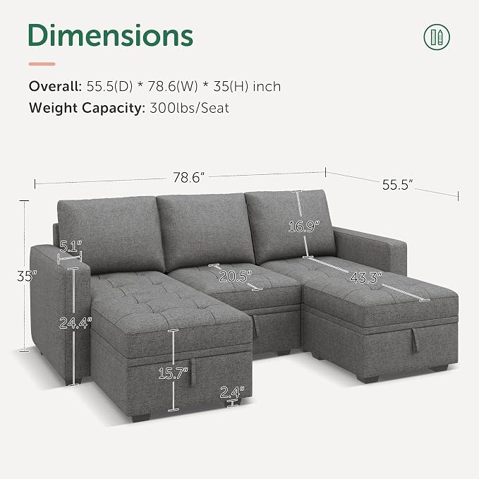 HONBAY Modular Sectional Couch U Shaped Sofa - Image 2