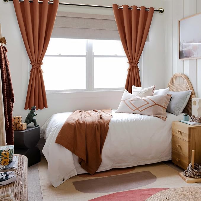 Blackout Curtains for Bedroom, 60 x 63 Inches Length, Burnt Ochre | Thermal - Image 6
