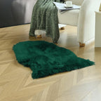 Emerald Green Faux Sheepskin Throw Rug 2x3 ft, Fluffy Fur Seat Chair Covers | - Image 5