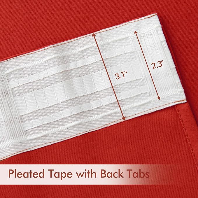 MIULEE Christmas Red Back Tab Blackout Curtains 52x84 Inch Length 2 Panels | - Image 4