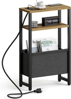 Narrow Side Table with Charging Station Slim End Table Sofa with Magazine Rack by IRCPEN