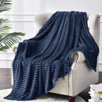 BEDELITE 3D Ribbed Jacquard Pink Fleece Throw Blanket - Image 5