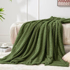 BEDELITE 3D Ribbed Jacquard Moss Fleece Twin Blanket - Image 2