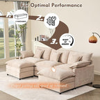 GOSUHI 108" U Shaped Couch, Modular Sectional Sofa, 3-Seater Comfy Cloud Couch - Image 7