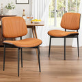 REONEY Dining Chairs Set of 2, Mid-Century Modern Upholstered PU Leather Chairs by REONEY